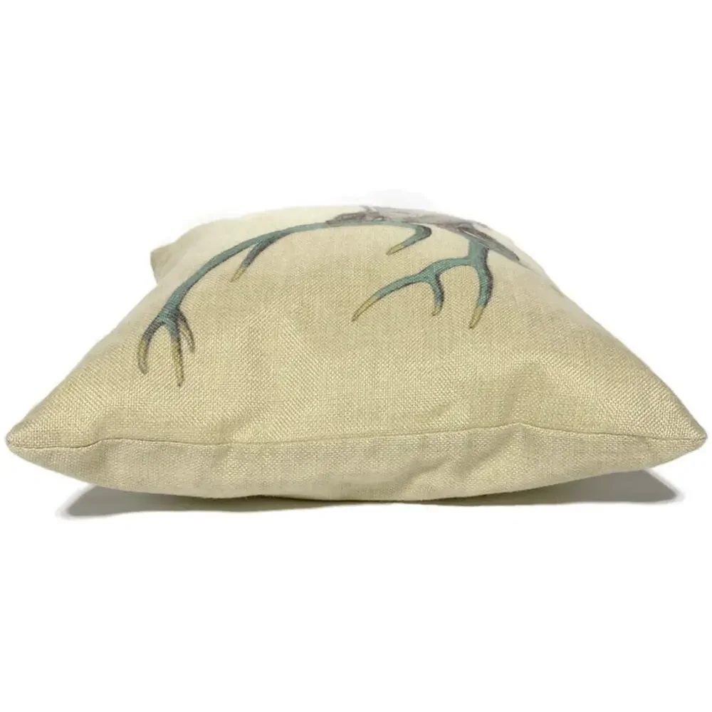 Deer Head Profile Accent Throw Pillow With 14 x 14 Inches Tan Brown